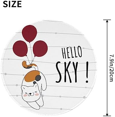 Cute Animal cat Flying with Balloon cat Mouse pad Cute,Gaming Mouse pad Small Non-Slip Round Mouse Pads for Wireless Mouse,Laptop,Desk