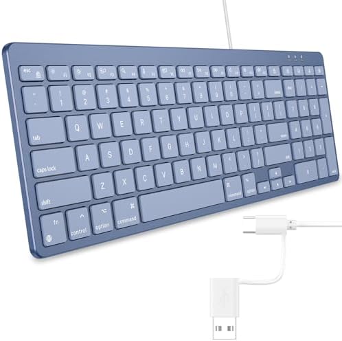OMOTON USB-A & Type-C Dual Interface Wired Keyboard for Mac,Numeric Keypad