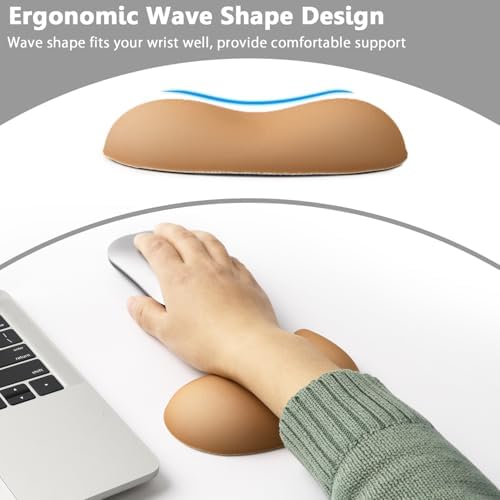 Keyboard Mouse Wrist Rest Set, Gel Ergonomic Wrist Rest for Keyboard and Mouse Non Slip Base, for Laptop, Desktop Computer, Office Desk Accessories (Brown)