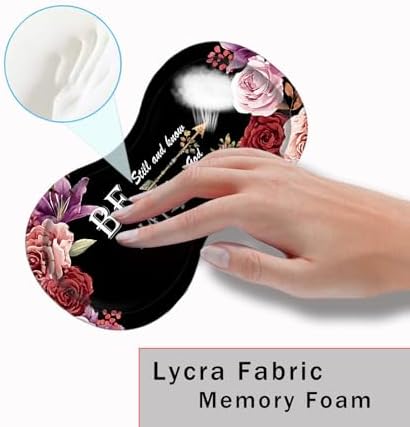 Mouse Pad with Wrist Support + Desk Mat + Coaster 3 in 1 Set, XL Large Gaming Mousepad Ergonomic Mouse Pads for Desk Computer Laptop Office,Bible Verse Psalm 46-10 Adorable Peony Flower