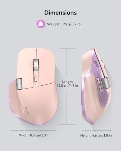 TECKNET Wireless Mouse, Side Scroll Bluetooth Rechargeable, 3-Device
