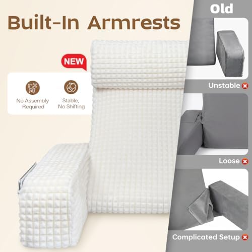Vekkia 19'' Reading Pillow with Armrests and XL Pockets for Adults