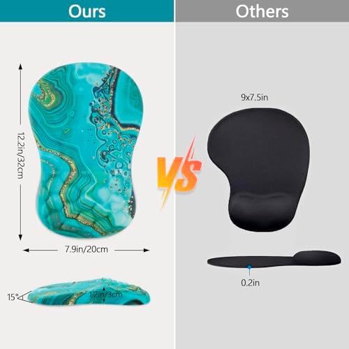 Ergonomic Mouse Pad Wrist Rest, 15° Memory Foam, Non-Slip PU Base