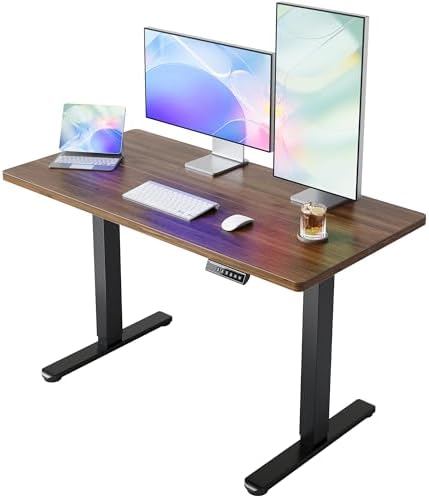 HUANUO 48x24 Inch Electric Standing Desk, Height Adjustable, Walnut