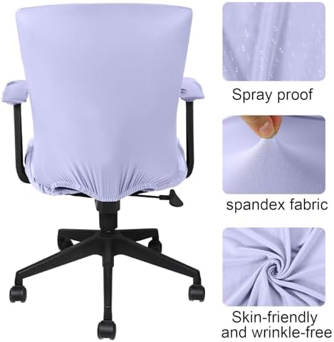 Tallew 4 Pcs Office Chair Covers Set Computer Universal Protective Stretchable Chair Seat Covers Desk Armrest Cover Slipcovers Pads Office Cushion Backrest for Rotating(Regular,Light Purple)