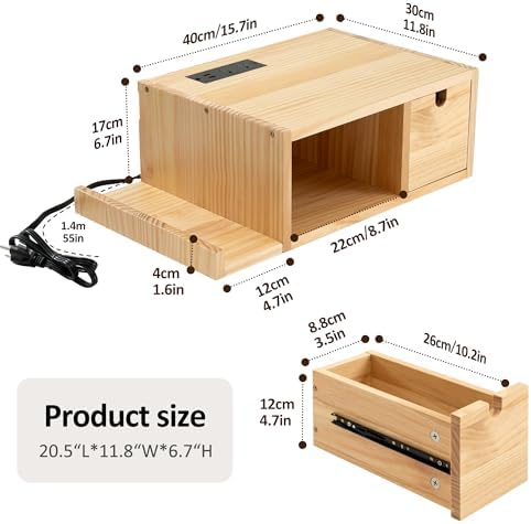 Afuly Floating Nightstand Set of 2 with Charging Station Wood Bedside Table