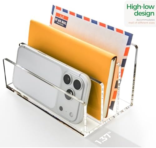 Clear Acrylic 3 Compartment Mail & Letter Organizer for Desk