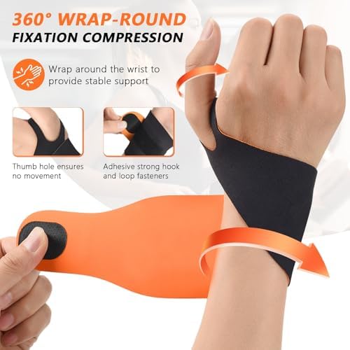 Ulnar Wrist Brace for Right & Left Hand, Ultra-Thin Elastic Wrist Wrap Compression for TFCC Tear and Repetitive Wrist Use Injury, Wrist Support for Carpal Tunnel, Tendonitis, Pain Relief (Black)