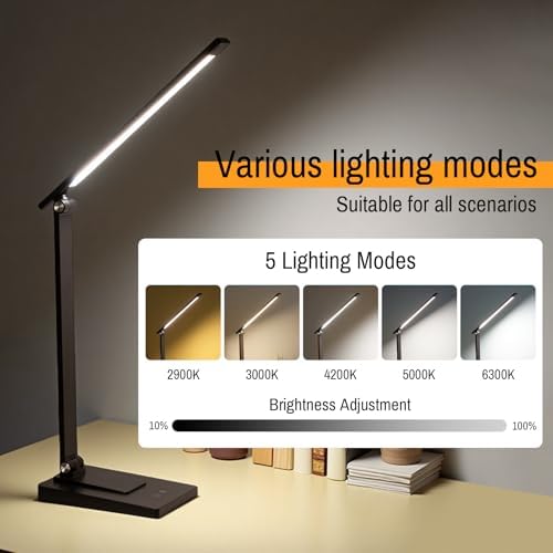 Rechargeable LED Desk Lamp, 800LM 2600mAh Reading Table Lamp