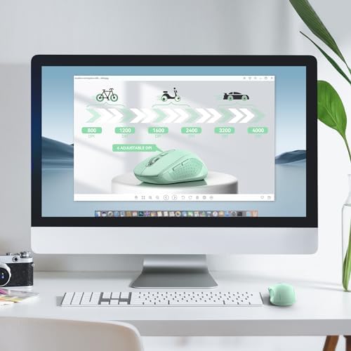 TECKNET 2-in-1 Bluetooth Mouse (BT 5.0/3.0+2.4Ghz), 6-Level 4000 DPI-Green