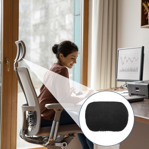 uxcell Office Chair Pillow Cover, Office Chair Headrest Attachment Removable Headrest Protector for Home Desk Computer Chairs, Black