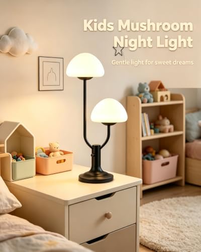 Lightdot Mushroom Table Lamp for Bedroom Dimmable Cute Black Desk Lamp