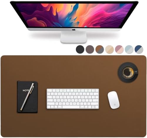 Vine Creations Leather Desk Pad - Large 36" x 20", Desk Protector with PU Leather, Mouse Pad, Blotter for Office (Brown)