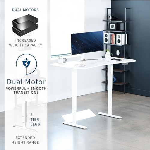 VIVO White 63 x 32 in Standing Desk, DESK-KIT-2W1W
