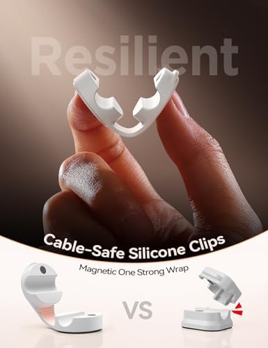 FLYLEAD 8-Pack Silicone Cord Organizer Magnetic Cable Clips, Adhesive