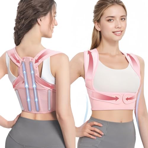 Posture Corrector for Women, Invisible Under Clothes – Adjustable Upper Back Brace for Neck & Shoulder Pain Relief, Back Straightener for Hunchback, Slouching & Office Use