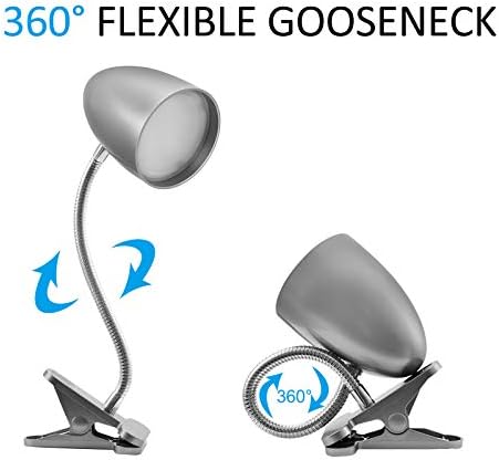 E ENERGETIC LIGHTING Desk lamp with Clamp, Non-Dimmable Clip Light for Bed and Desk, 4000K Cool White, 3.5W 240 LM lamp, Eye Protection, ETL Listed