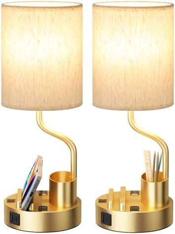 Fenmzee Bedside Lamps for Bedroom Set of 2 - Table Desk Lamp for Nightstand