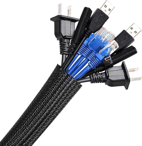 AGPTEK Cable Sleeve, 6.6ft - 1.5 inch Cable Management Cord Hider, Black