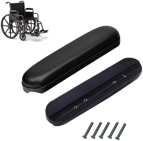 Full Length Padded Armrest Black 9-1/8" Long Wheelchair and Transport Chair arm Cushions, Black (1 Pair) Compatible with All Brands