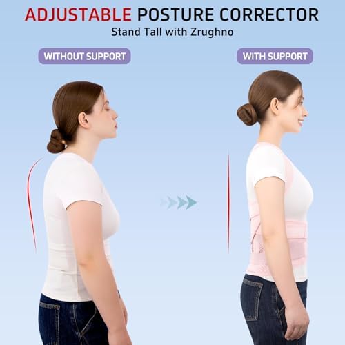 Posture Corrector for Women and Men Back Brace Straightener Scoliosis Spine Support Hunchback Upright Instant Thoracic Relief Pain Adjustable Shoulder Straps Kyphosis (Pink, XX-Large)