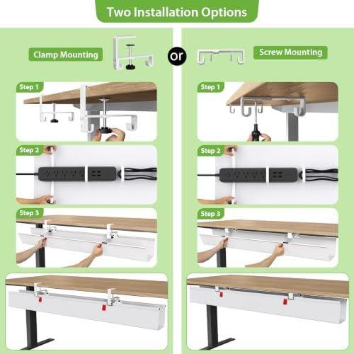 KEEGH Extra Large No Drill Under Desk Cable Management Tray 48 in, White