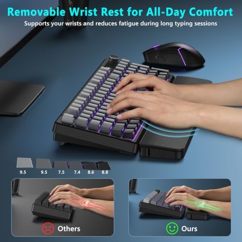 BlueFinger B98Pro Wireless Gaming Mechanical Keyboard with Wrist Rest
