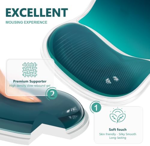 AKIT Ergonomic Mouse Pad and Keyboard Wrist Rest Set, Aurora Green