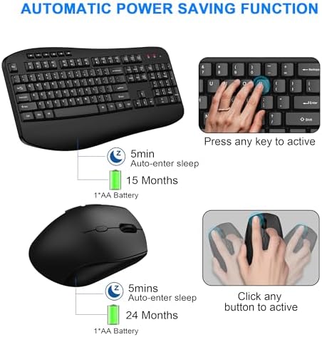 EDJO Wireless Keyboard and Mouse Combo, USB Plug & Play (Classic Black)