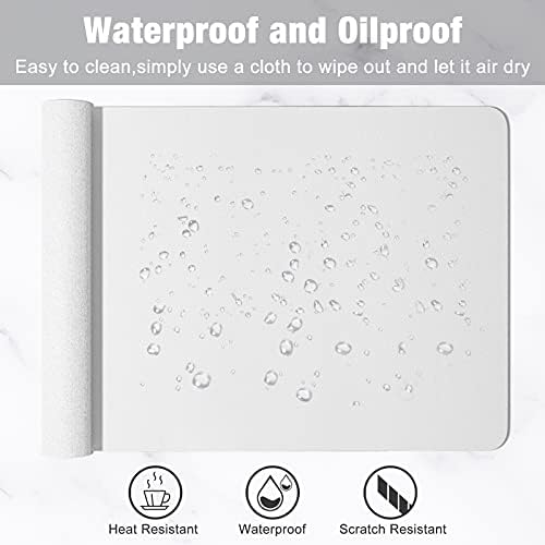 Hsurbtra Desk Pad, 30" x 14" PU Leather Desk Mat, XL Extended Mouse Pad, Waterproof Desktop Blotter Protector, Non-Slip Ultra Thin Large Laptop Keyboard Writing Mat for Office Home, White