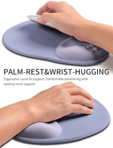 Palm-Rest and Wrist-Hugging Mouse Pad Wrist Rest, Ergonomic Wrist Support with Curve Fitting Cushioned Memory Foam for Carpal Tunnel Pain Relief, 9.9 x 8.3 Inch, Lavender Haze