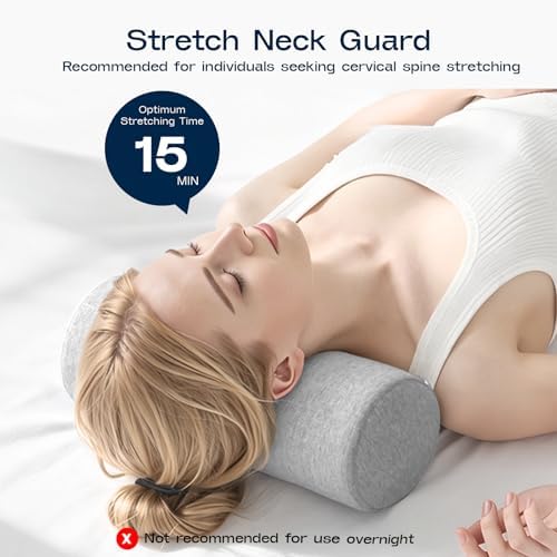 Neck Roll Cervical Pillow for Neck Pain Relief - Memory Foam Neck Pillow for Bed | Round Neck Pillows for Sleeping (Grey, Large - 6.0" H)