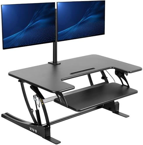 VIVO Black 36 inch Desk Riser with Monitor Mount, DESK-KIT-0V02
