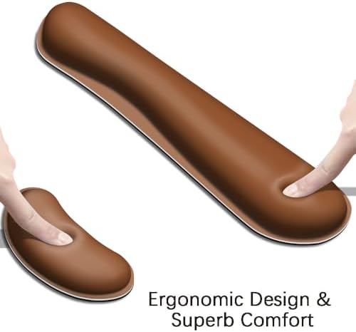 Desk Mat, Large Gaming Mouse Pad with Wrist Rest, 4 in1 XXL Mouse pad+Keyboard Wrist Rest+Mouse Pad Wrist Support+Cup Coaster Set, Ergonomic Desk Pad for Home Office, Coffee Brown