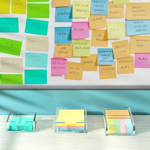 WINFFOR Acrylic Notepad Holder Dispenser - 4x6 in Sticky Note Memo Holder Self-Stick Note Pad Organizer (W/O Pads) Office Desk Accessories School Supplies, Crystal Clear