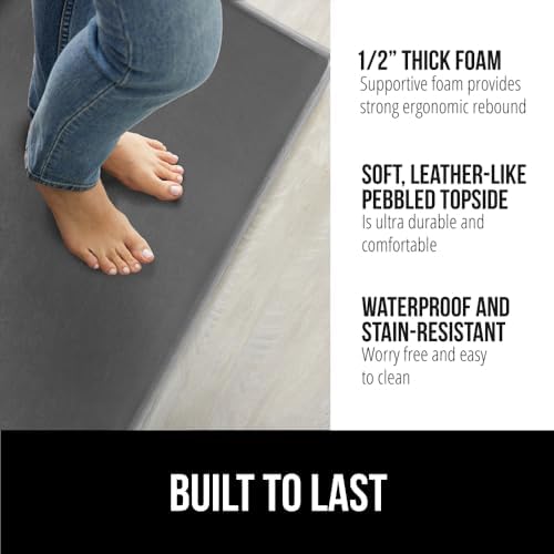 GORILLA GRIP Cushioned Kitchen Mats for Floor, 2 PK, 17x29+17x59, Charcoal