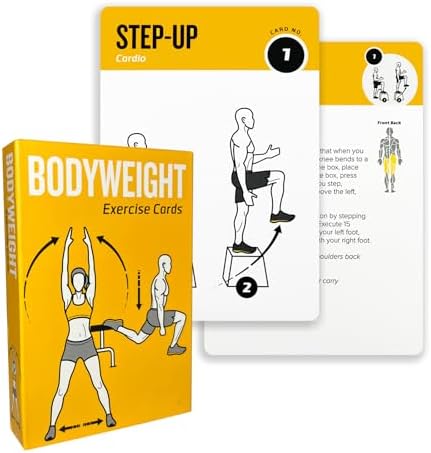 Bodyweight Exercises Cards, 62 Workout Cards Deck Large Size 5" x 3.5" Fitness Cards for Women & Men, Beginner Fitness Guide to Training Exercises at Home or Gym