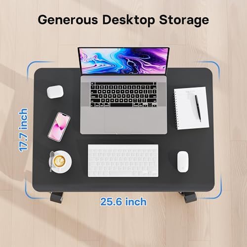 BONTEC Mobile Standing Desk Adjustable Height,Rolling Laptop Cart with Hook