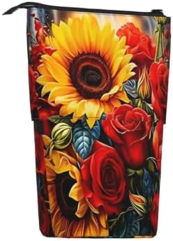 Sunflowers and Roses Flowers Standing Pencil Case
