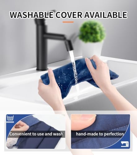Microwavable Heating Pad with Washable Cover 13x7 Inch Flaxseed Microwave Hot Pack, Lavender Scent, Moist Warm Compress for Relaxation, Non-Electric & Portable
