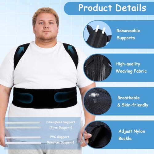 Plus Size Back Brace, Posture Corrector for Women & Men Plus Size, 5XL