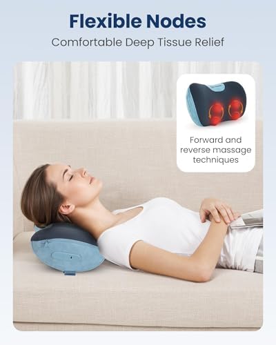Cordless Shiatsu Neck & Back Massager with Heat,3D Kneading for Pain Relief