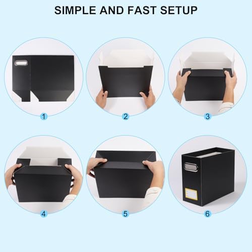 Collapsible File Organizer Box with Handle,12.20x5.11x9.84Inches, Filing Organizer for Home or Office, Small Portable File Box (6 Packs, Black-Yellow)