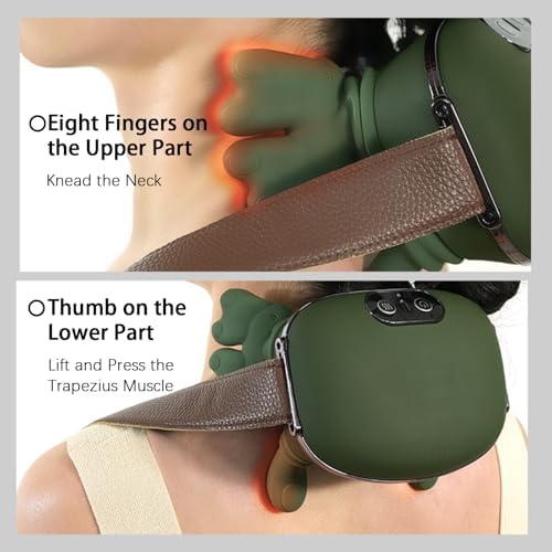 Upgraded Neck and Shoulder Massager,Professional Shiatsu Neck Massager,Portable Deep Tissue 4D Kneading with Heat,Intelligent Simulated Human Hand Design for Pain Relief and Muscle (Green)