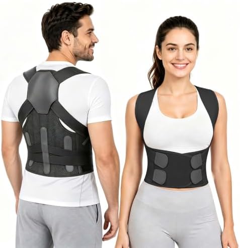 Posture Corrector for Women and Men, Adjustable Back Brace with Shoulder Support, Lumbar Support Belt and Full Back Support, Posture Trainer Back Straightener for Upper Back, Lower Back Support, Slouching and Hunchback Corrector (Black, X-Large)