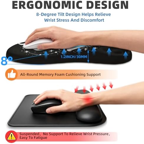 Ergonomic Mouse Pad with Wrist Rest, Memory Foam Wrist Support,Massage Bump