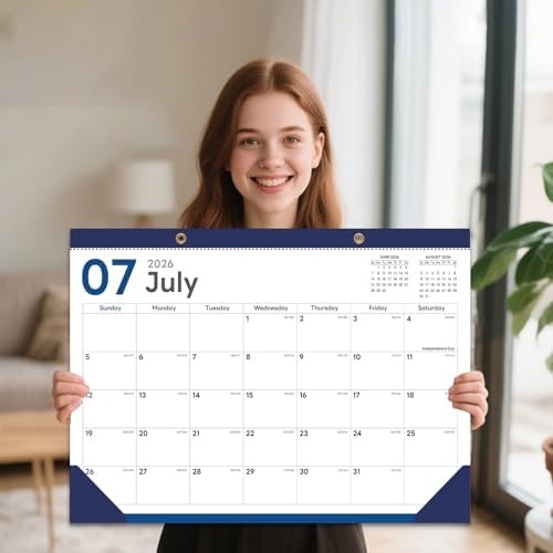 2026-2027 Desk Calendar - 18 Month Desk Calendar 2026-2027, Jul 2026 - Dec 2027, 17" x 12", Large Monthly Desktop Calendar with Daily Blocks, Thick Paper, Corner Protectors - (2 Stickers Included)