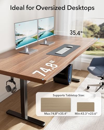HUANUO Standing Desk Frame with Brushless Motor for Max 75 x 35 inch Tops