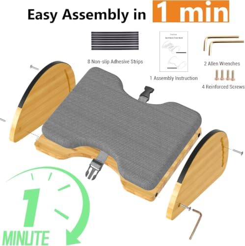 Bamboo Foot Rest for Under Desk at Work 3-in-1 Desk Footrest with Cushion