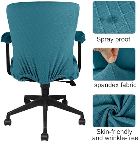 Tallew 4 Pcs Office Chair Covers Stretch Seat Armrest, Lake Blue